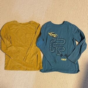 Set of two Kids Long Sleeve Shirts - teal & yellow